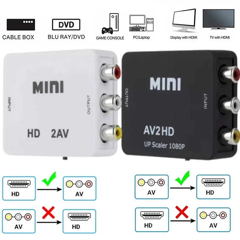 Hd 1080P Hdmi-Compatibile Con Av Rca Cvsb L/R 1920*1080 Video Converter Box Video Hdmi2Av Av2Hdmi Adattatore Scaler Supporto Ntsc Pal