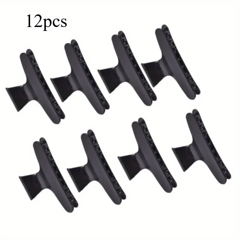 Salon-Grade Hair Clips Set - 12-Piece Black and White Collection