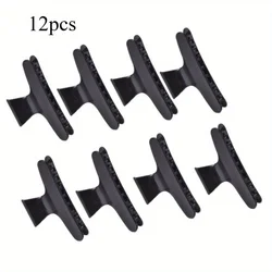 Salon - Grade Hair Clips Set - 12 - Piece Black and White Collection (12pcs)