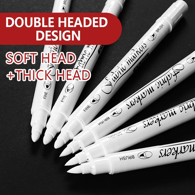 White Fabric Markers Pens Set, Dual Tip Permanent Fabric Art Paint Pens for  T-Shirts Sneakers