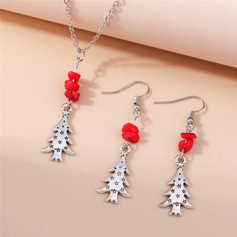 Leslie Fashion Weihnachts-Schneemann-Halskette, Weihnachtsmann, Hirsch, Weihnachtsbaum, Halskette, Ohrringe für Damen, Neujahrs-Schmuckset – Detail 15