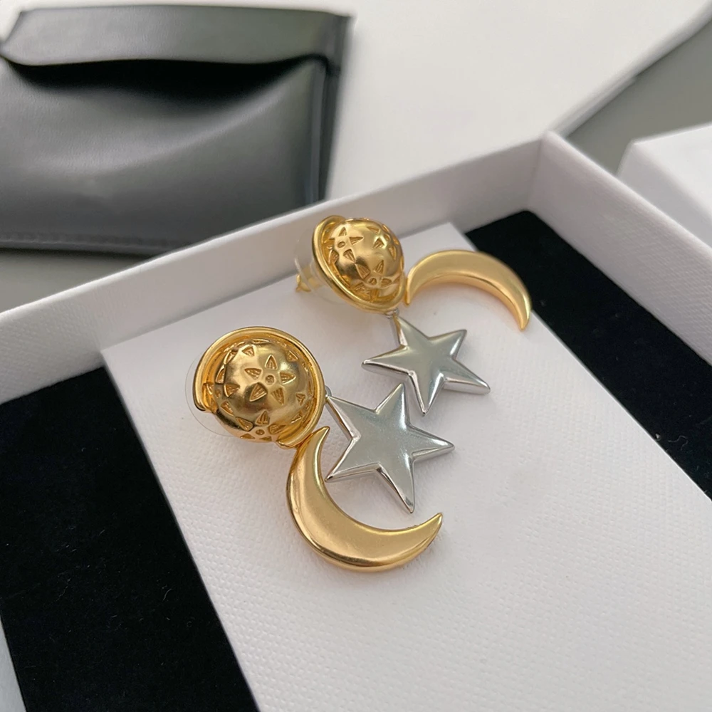 

2022 Classic Contrast Star Moon Celestial Body Earrings Avantgarde Fashionable Hot Selling Luxury Jewelry For Women Party.