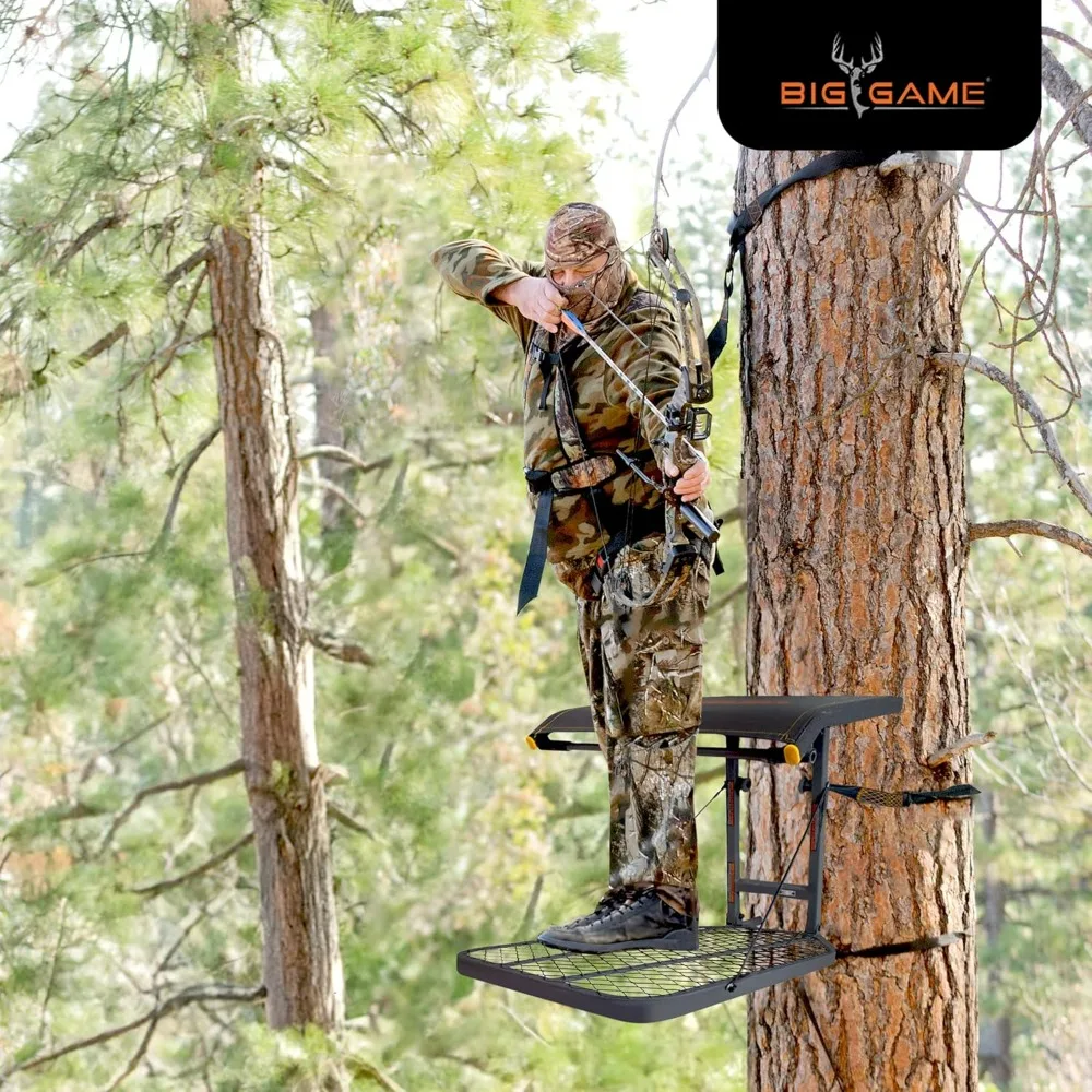 Lightweight Steel Big Game Captain Treestand with Flip-Back Flex-Tek Seat, 300 lbs Capacity