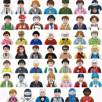 Kids 3D Family Figures Set Building Blocks City Worker Fireman Doctor Dolls Bricks Educational Toys For Children Birthday Gift 1