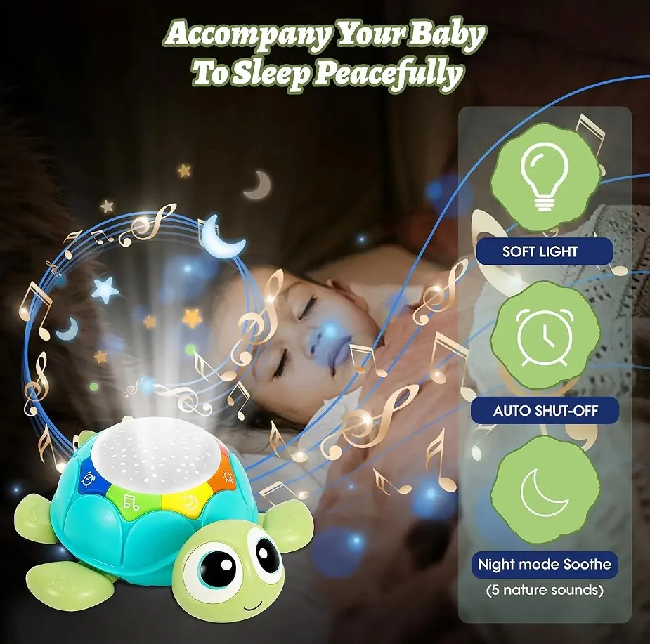 Tortuga Musical que gatea para bebés, juguetes para gatear, iluminados, interactivos, multifunción, regalo de cumpleaños para bebés de 6 a 12 meses | en línea