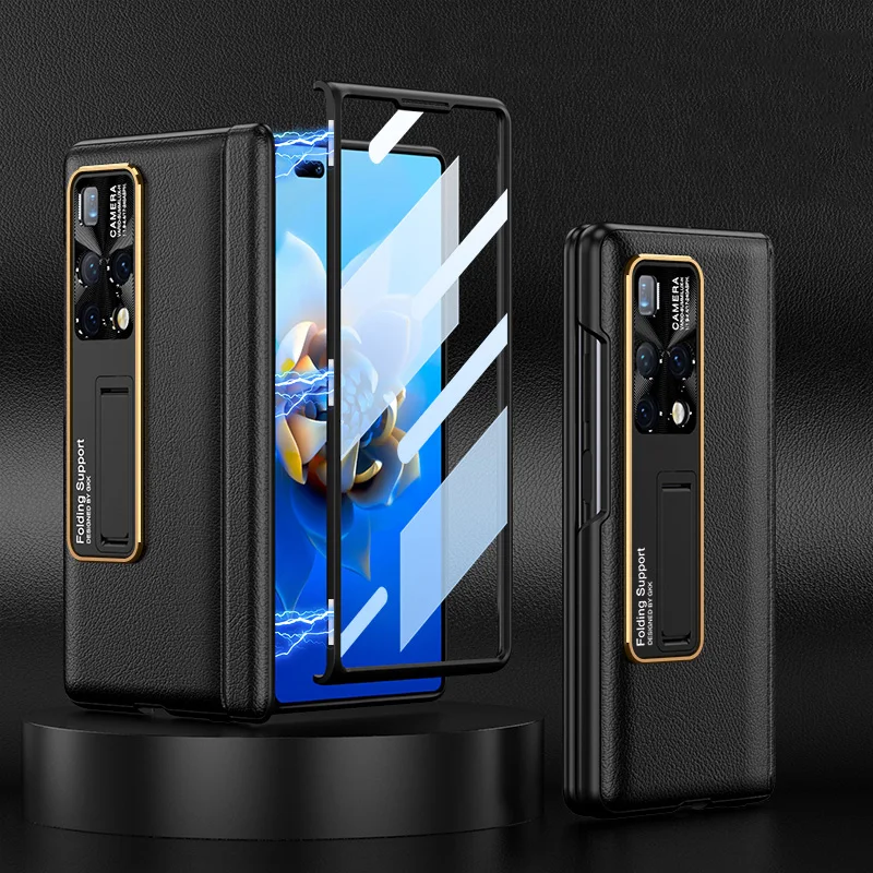 

Кожаный чехол GKK с магнитной петлей для Huawei Mate X2 с защитой экрана и стеклом, Жесткий Чехол для Huawei Mate X2