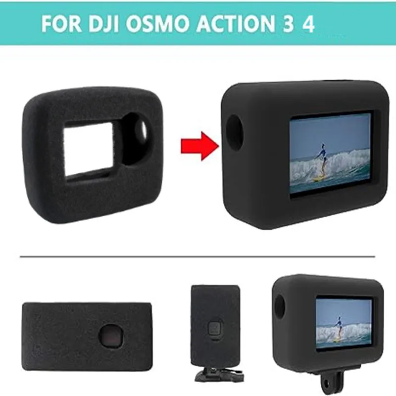 Windslayer Cover Housing Frame Case For Dji Osmo Action 3 4 Foam Wind Noise Reduction Sponge Video Muffler Windproof Case