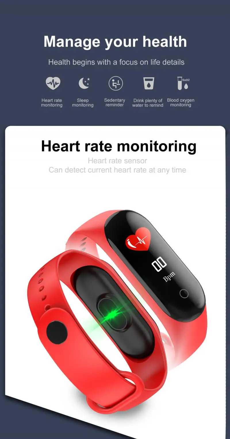 Men Smart Sports Watch Blood Pressure Heart Rate Monitor Message Reminder Bluetooth Waterproof Men And Women Bracelet Kids Wrist