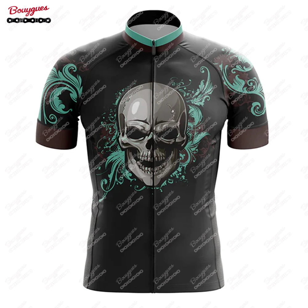 thumbnail image 1 of 17 SKULL Camiseta de ciclismo para hombre, camiseta de ciclismo de montaña, ropa de ciclismo de carretera, blusa de manga corta de verano para ciclistas, 1 of 5