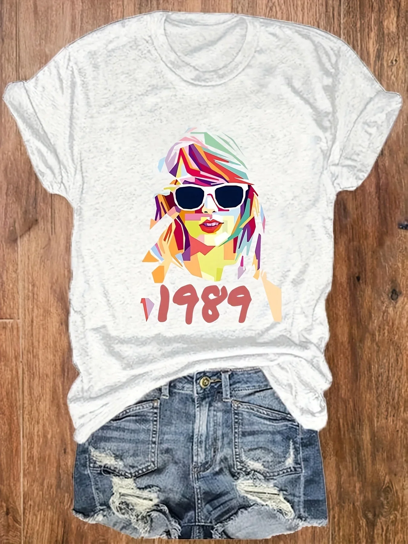 

Женские футболки с принтом фигуры и букв, футболка с круглым вырезом, Повседневная футболка с коротким рукавом для весны и лета, женская одежда