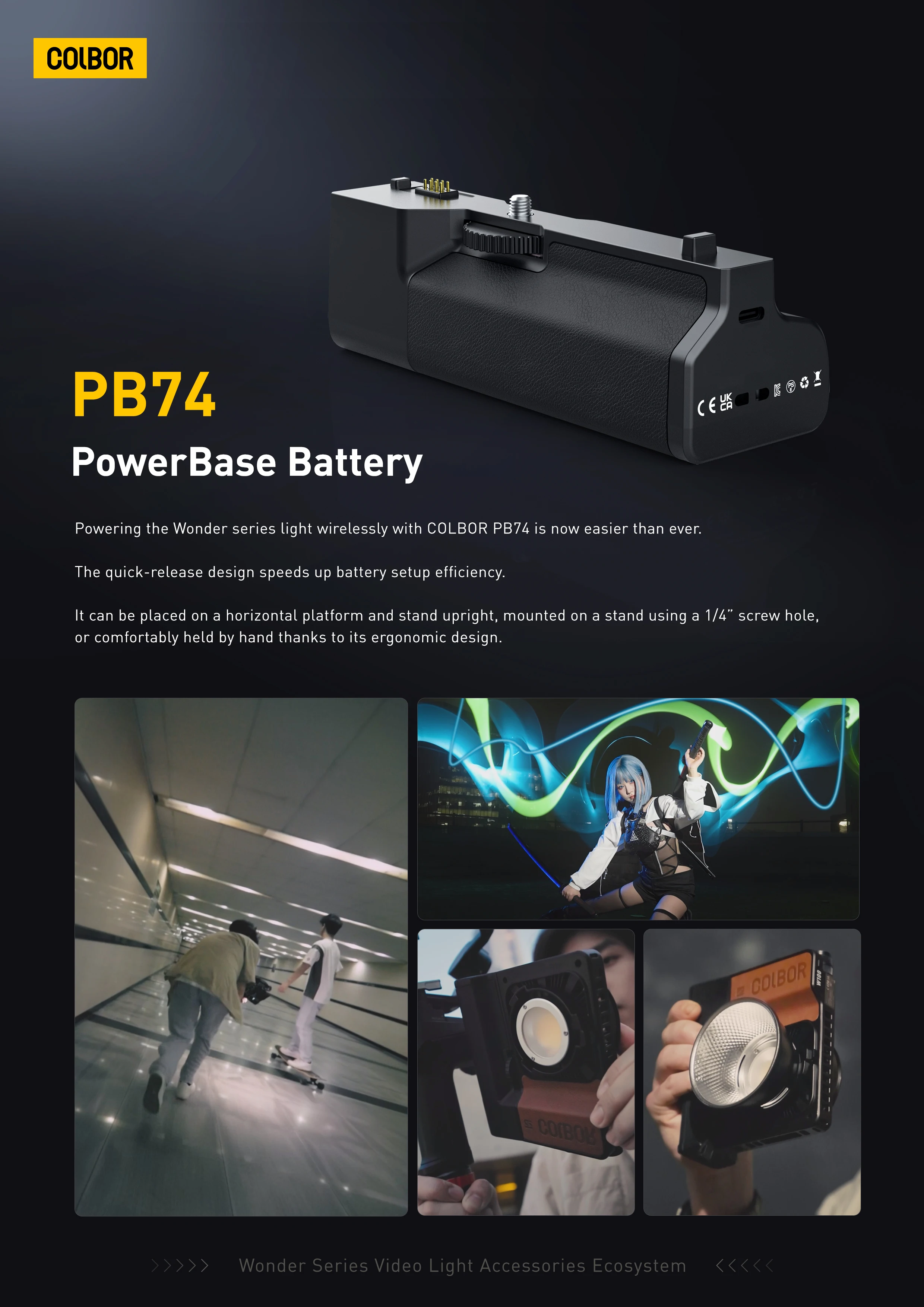 Colbor Wonder W100 RGB 100W LED Video Light with Battery Power Base Pocket Photography Fill Light for Shoot Vlog Live Streaming 2