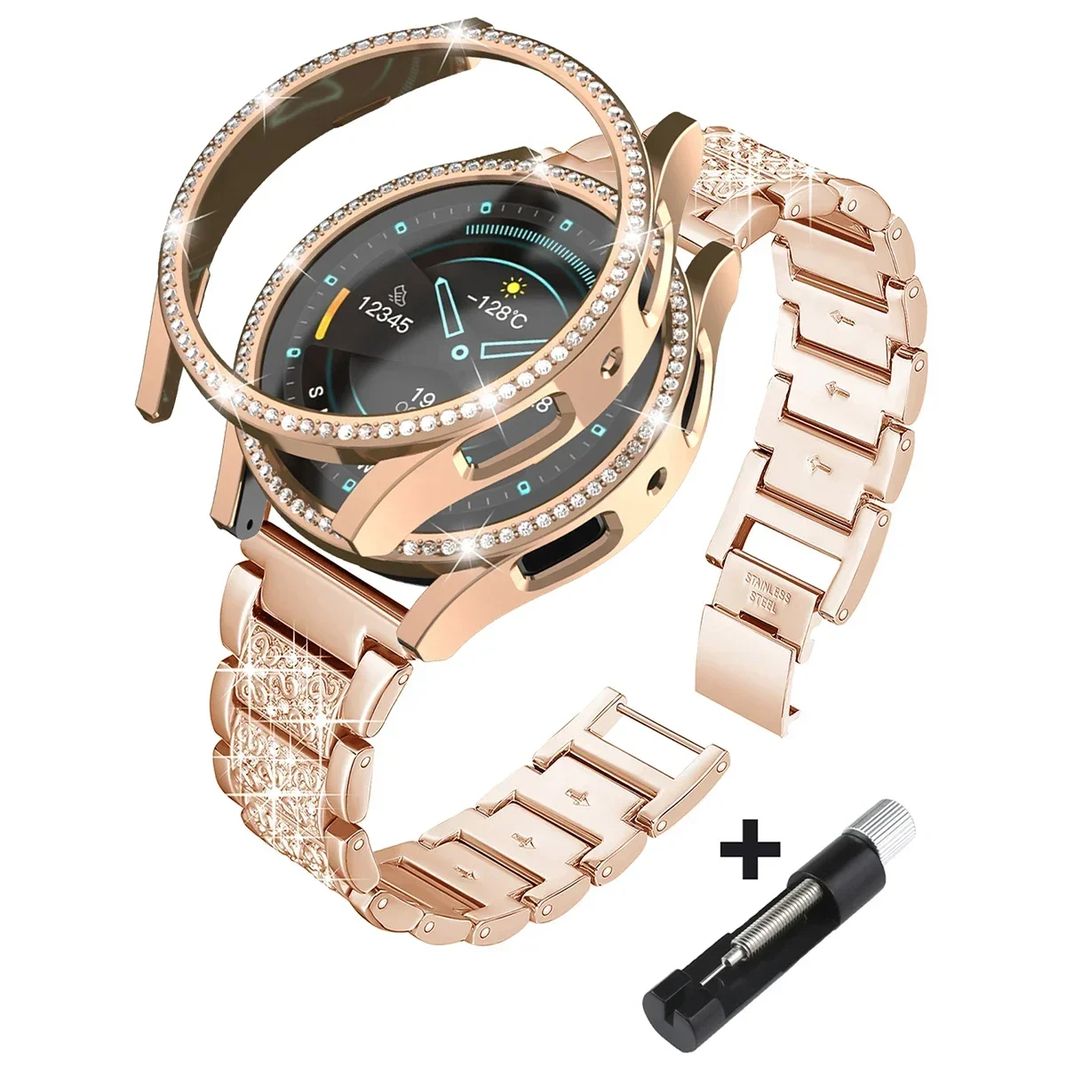 Stainless Steel Diamond Bracelet with Protective Bumper Case