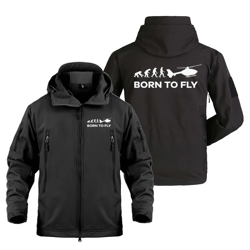 

Born To Fly Helicopter Outdoor Military New Warm SoftShell Man Coat Jacket Multiple Pockets Pilots Coats Jackets Men