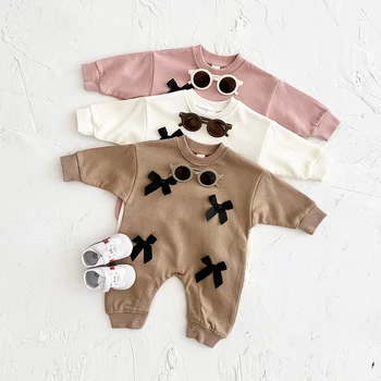 Neonato Vestiti Della Ragazza Arco Tuta Infantile Primavera Autunno Babygrow Pagliaccetto di Cotone Per Bambini Del Bambino Abbigliamento Per Bambini 0-18 Mesi