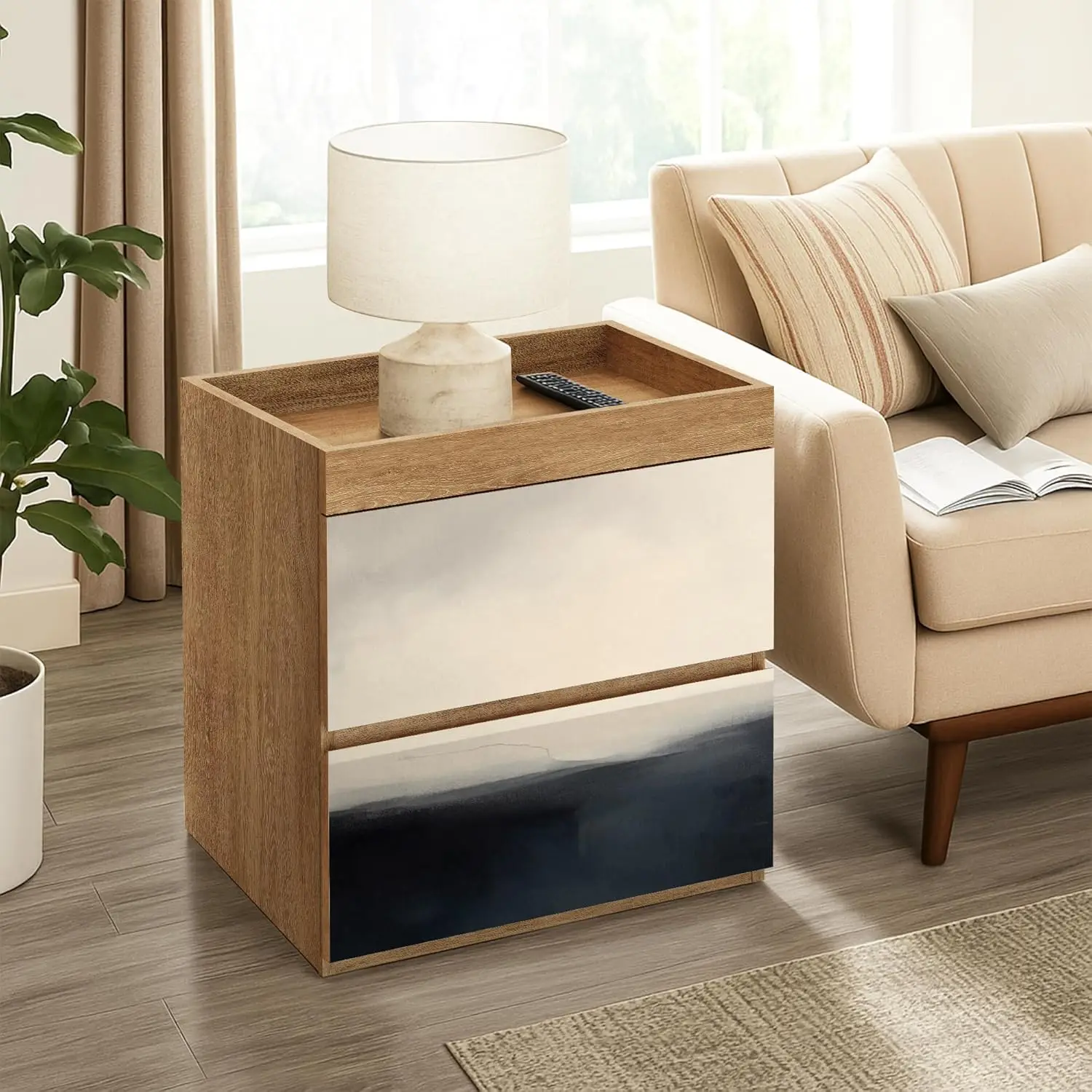 Minimalist Black White Nightstand 6