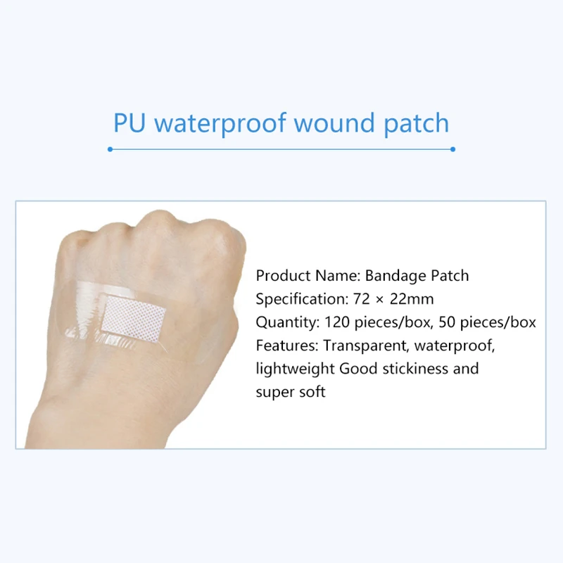 50/120 stücke pu transparent wasserdicht Pflaster Kleber medizinische Streifen Wund pflaster für Sport baden Schutz Erste Hilfe – Detail 7