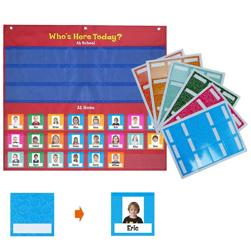 

Classroom Attendance Chart 72 Cards Classroom Attendance Chart Who Is Here Today Helping Hands Pocket Chart For Classroom