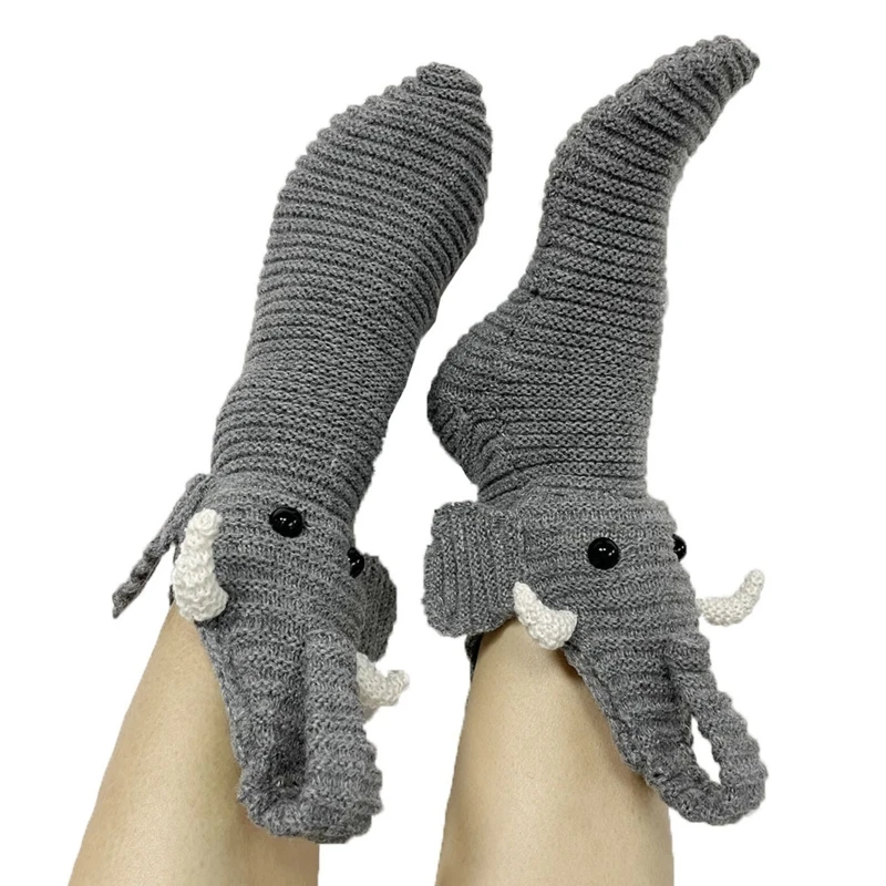 

Funny Elephant Floor Socks Knit Winter Warm Sock Christmas New Year Present 37JB