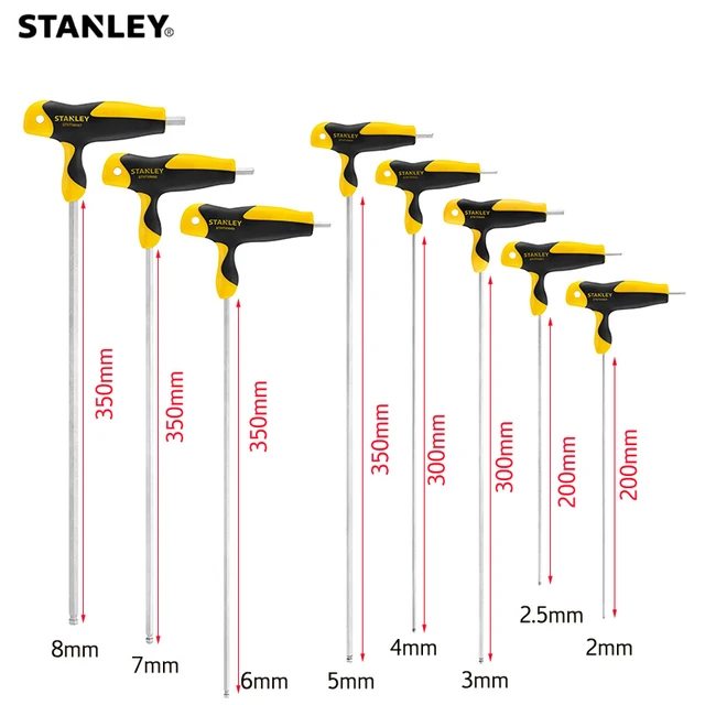 Stanley-llave Allen Extra larga tipo T, llave hexagonal de 2mm, 2,5mm, 3mm,  4mm, 5mm, 6mm, 7mm, 8mm, Mango en T, 1 unidad - AliExpress