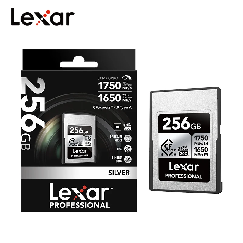 새로운 Lexar Professional SILVER CFexpress 4.0 타입 A 메모리 카드 256GB 512GB VPG200 8k CFA 카드 ( 카메라용) 1750Mb/s CF 카드