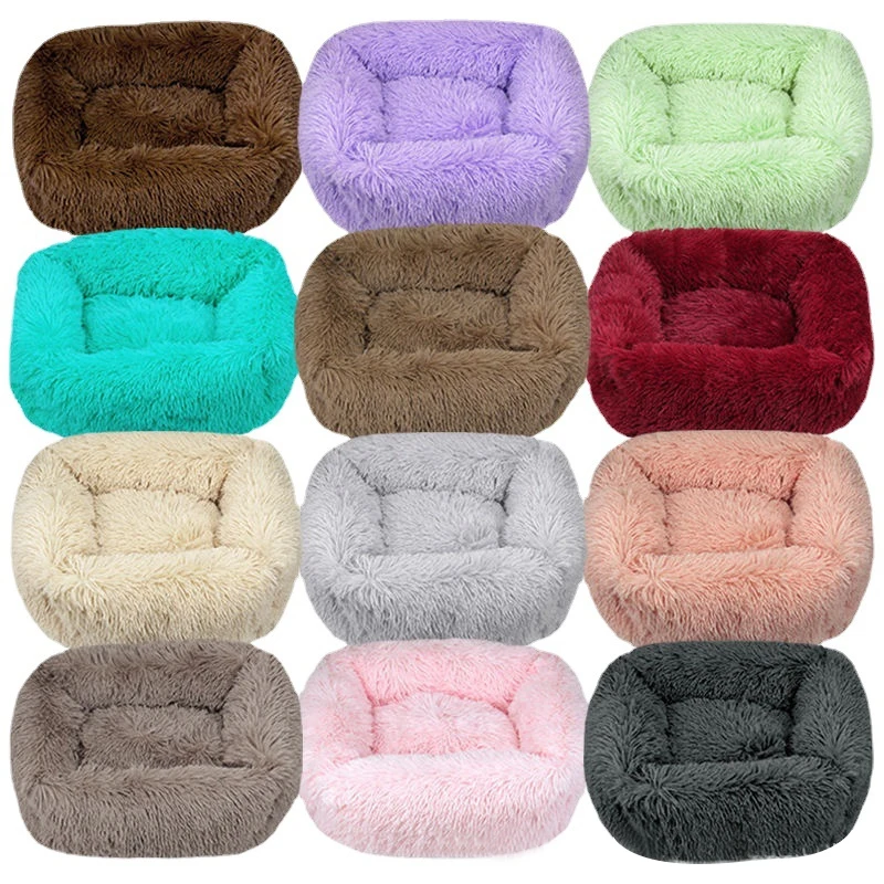 

Pet Dog Cat Bed Plush Cat Warm Bed House Soft Long Plush Bed for Small Dogs Cats Nest Donut Warming Sleeping Bed Sofa Cama