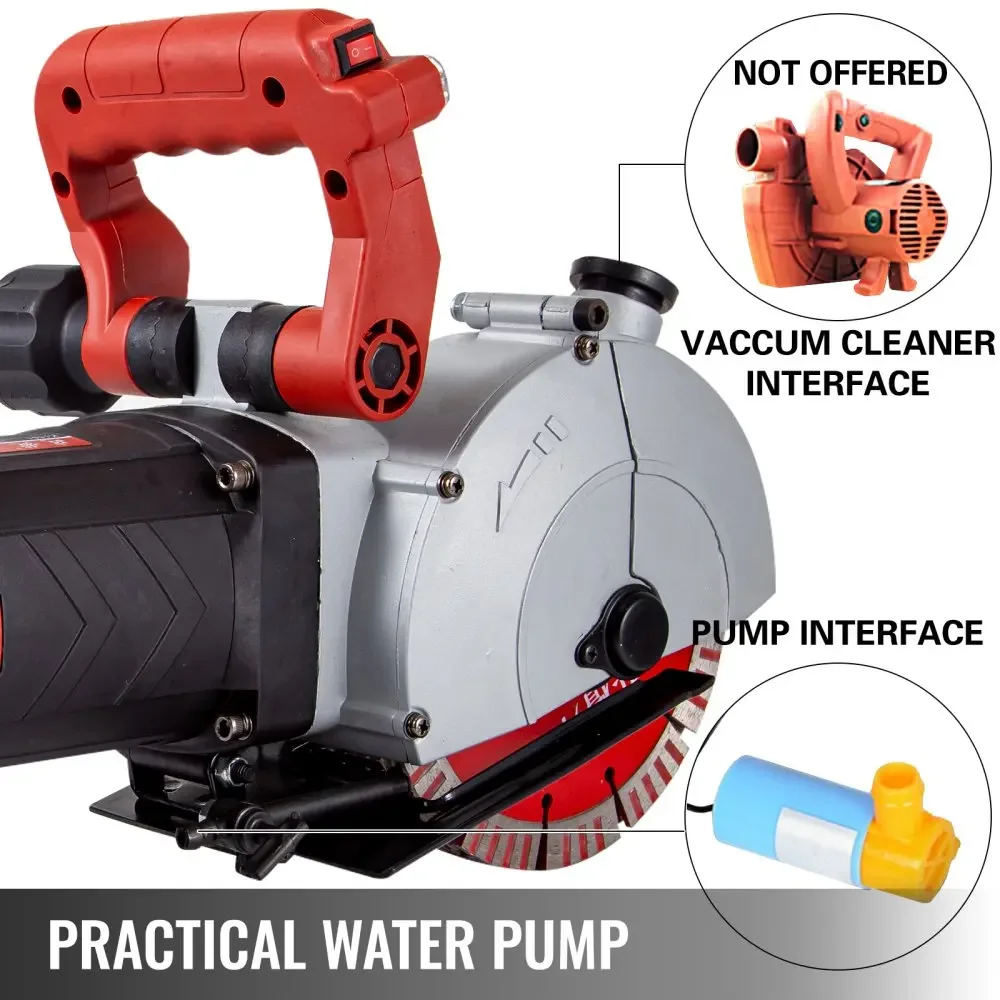 VEVOR 4800W Wall Slotting Machine Concrete Cutter Electric Laser Aiming Groove Slotting Machine 125mm Circular Saw Cutting Tool