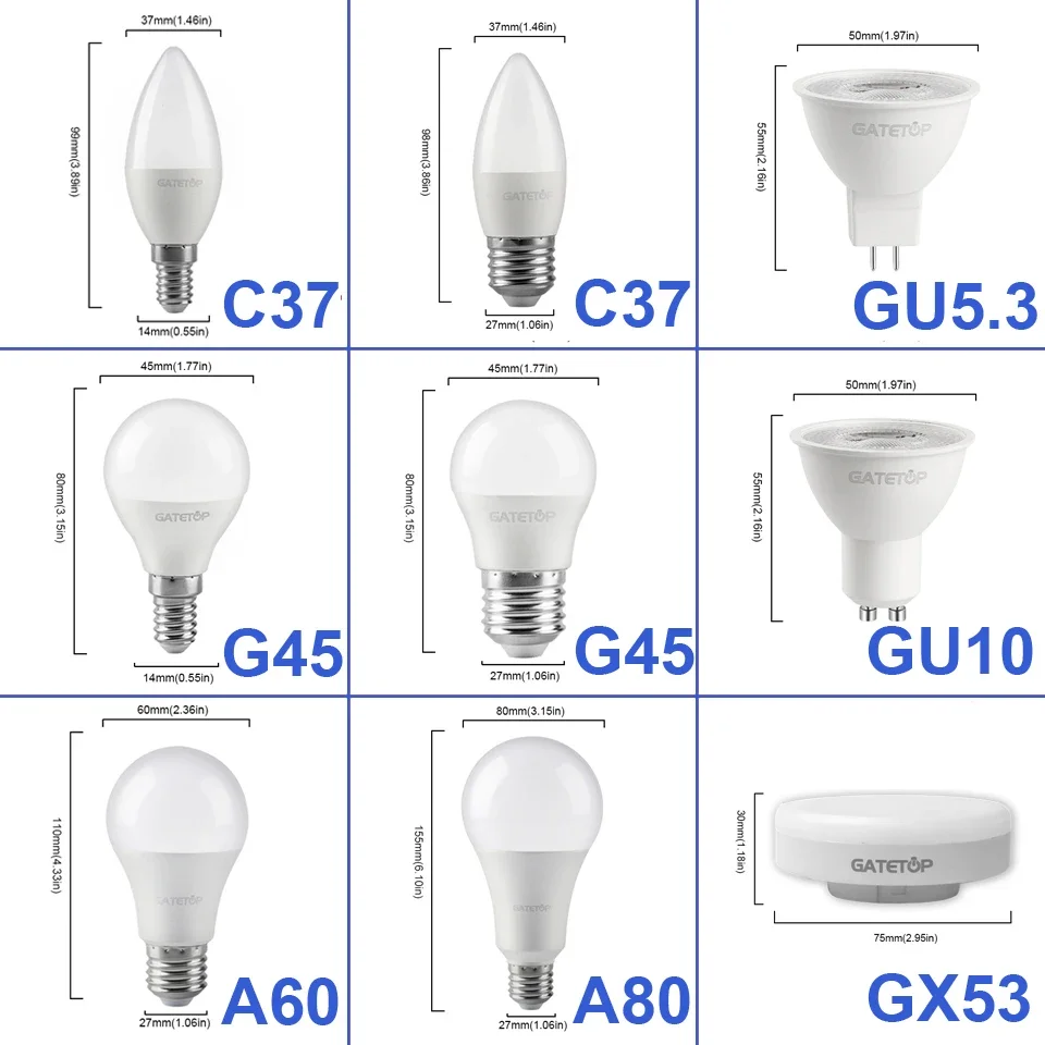 LED 램프, GU10 MR16 스포트라이트 전구, AC100-240V, 다운라이트 전구, E27, E14 스팟, GU5.3 조명, 실내 홈 장식, 봄빌라, 6 개