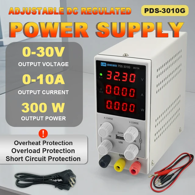 LONGWEI DC Laboratory Power Supply 30V 10A Adjustable PDS-3010G Voltage Regulator Bench Switching Power Supply With USB Charging
