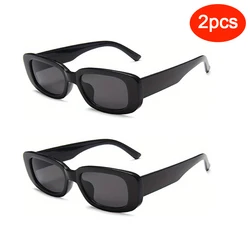 Small Rectangle Frame Sunglasses - Candy Color Y2K Fashion UV400 Vintage Eyewear (2 black)