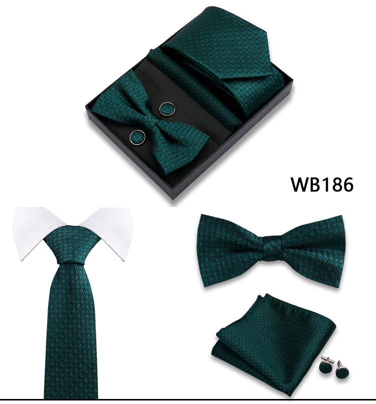Herren-Krawatte in Geschenkbox, Fliege und Einstecktuch, Manschettenknöpfe-Set für Männer, Hochzeit, Business, formeller Anzug, individuelle Krawatte, Gravata-Geschenkset – Detail 26