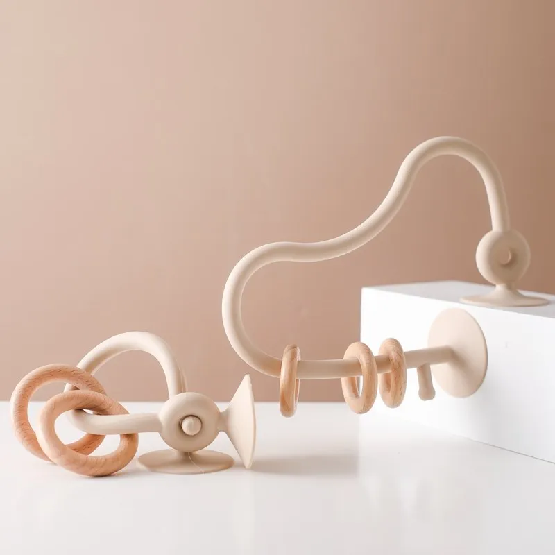New Kids Wooden Ring Soft Silicone Teether Toys Infant Teething Chewing Toys Baby Accessories Newborn Photography Baby Toys