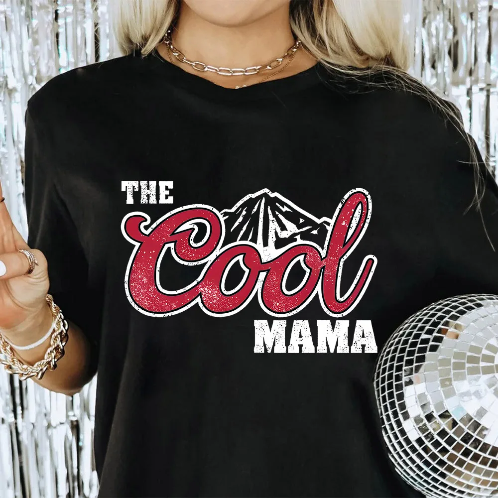 

The Cool MAMA Letter Print T-Shirt Mother's Day Casual Top Short Sleeve Crew Neck Women's Clothing for Spring & Summer