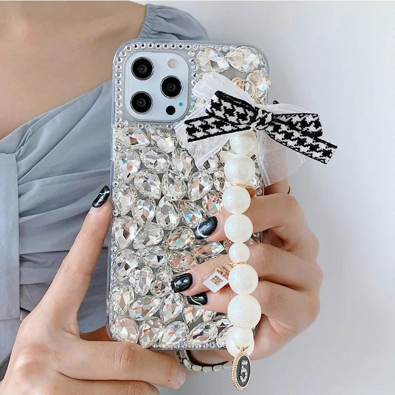 Portable Soft Chain Case Cover, Diamond Bracelet, Luxury Bling, for Xiaomi Redmi 9A, 9C, 9Pro, Note10S, Note11 Pro, 12Pro