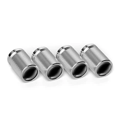 Sleek Metal Tire Valve Caps - Set of 4 Dust - Proof Accessories (Silver)