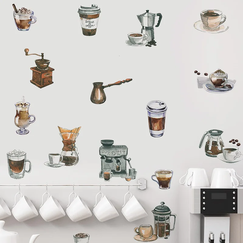 Creative Post Coffee Cup DIY Kitchen Cafe Background Landscaping Decorative Wall Stickers Living Room Decoration wall stickers