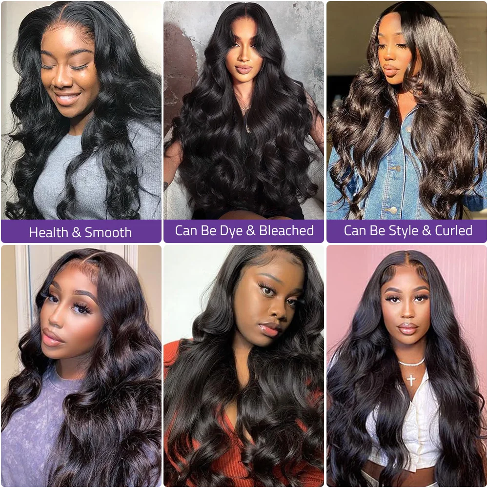 30 38 Inch Body Wave 13x6 HD Lace Frontal Wig Brazilian 13x4 Transparent Lace Front 100% Human Hair Wigs For Women Pre Plucked view 3