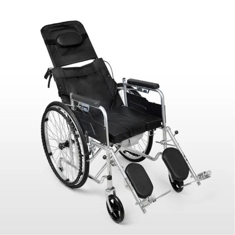 Double Brake Lightweight Disabled Lying Completely Wheelchair Foldable Multi-Functional Portable Trolley Walker For The Elderly