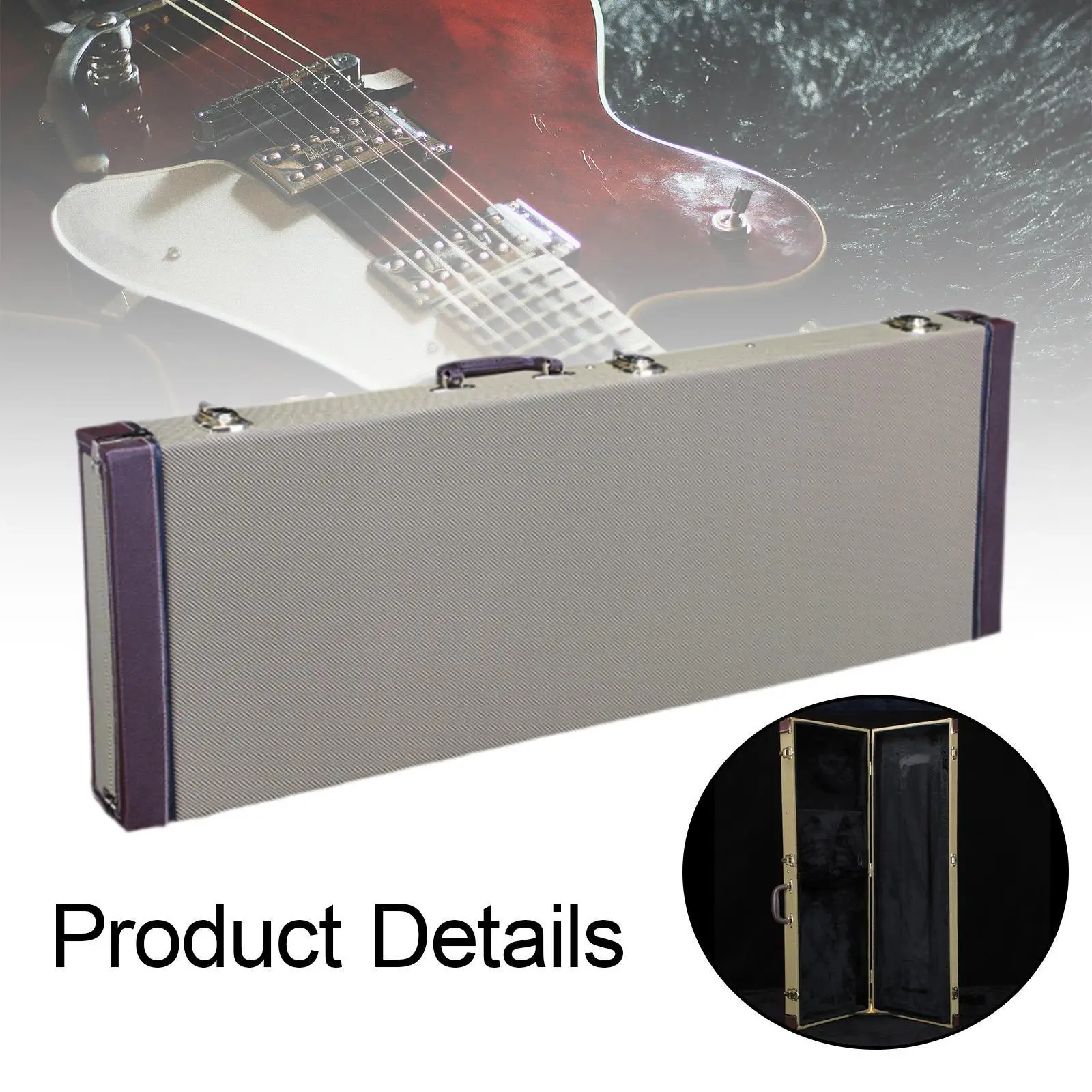Electric Guitar Case Square Hardshell with Lock Latch Padding Lockable