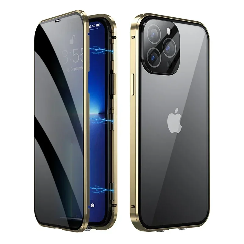 Premium Double-Sided Magnetic Privacy Case with Full Lens Protection and Snap Lock Cover