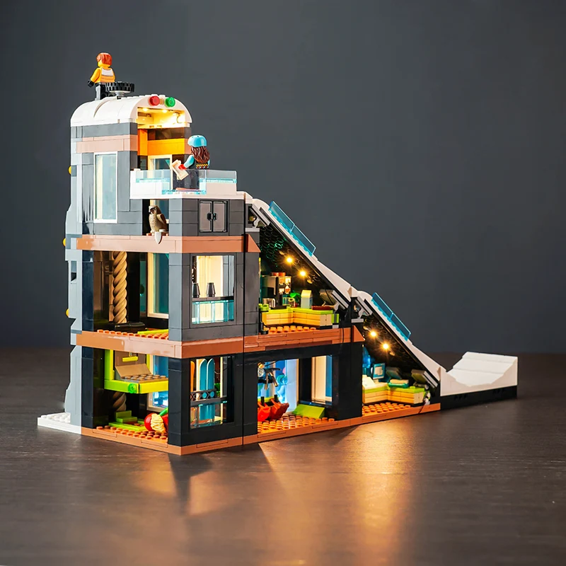 Vonado-Ski and Climbing Center Building Blocks Set, Luz LED, Apenas Acessórios de Iluminação, 60366