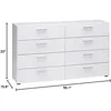 Contemporary 3/8 Drawer Double Bedroom Dresser in White with Modern Silver Color Bar Handles 4