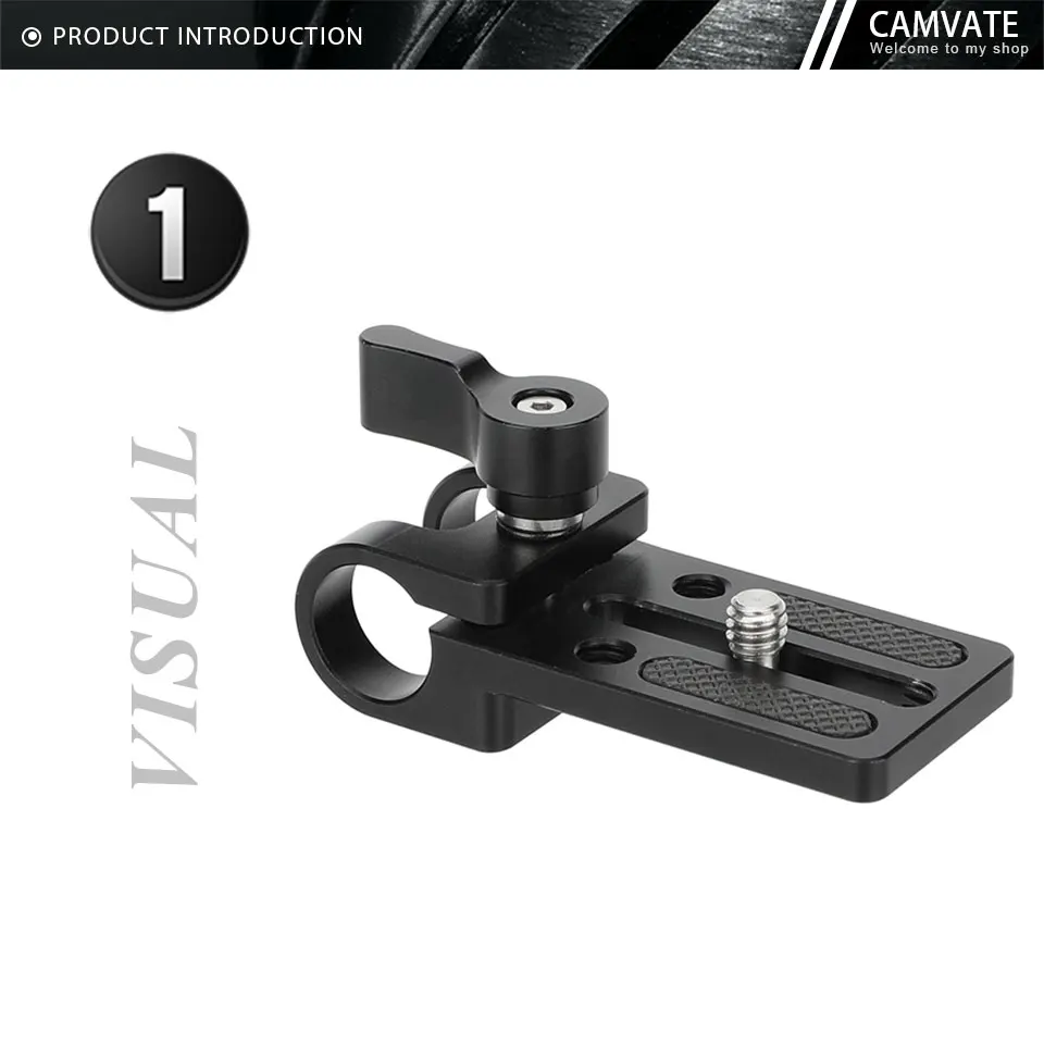 15mm Rod Clamp Mounting Base Plate Extended Platform with 1/4" Screw fr Camera 1