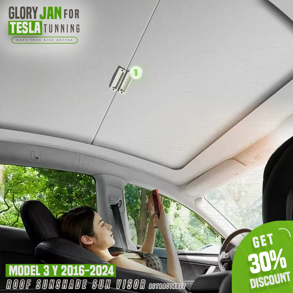 Tesla-Model 3 y Sunshade Roof UV Protection Scroll Shade M3 Highland Car Sun Visor insulation Retractable Tesla Parts
