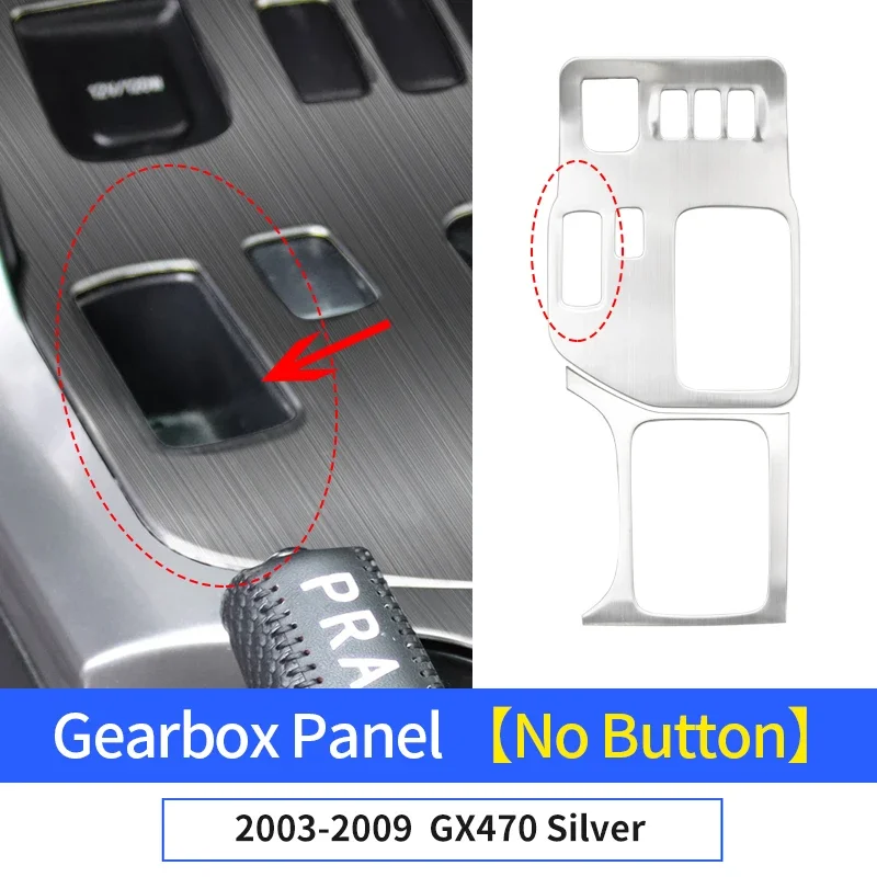 Stainless Steel Gearbox Cover Panel For Lexus GX470 2003-2009 - Black Interior Protection Frame - View #2