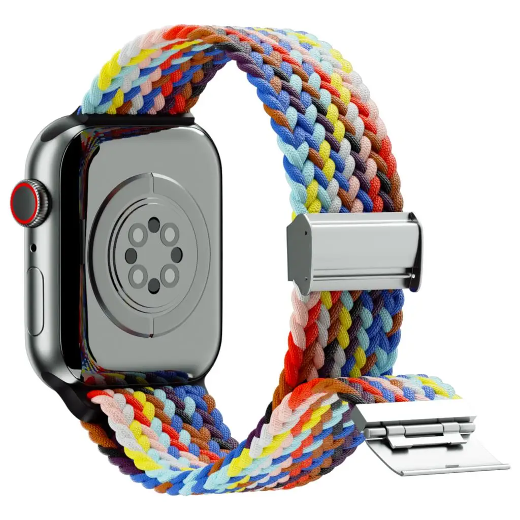 애플 워치 밴드용 브레이드 솔로 루프, 탄성 나일론 팔찌, iWatch 시리즈 3 se 6 7 8 울트라 스트랩, 45mm, 41mm, 44mm, 40mm, 42mm, 49mm