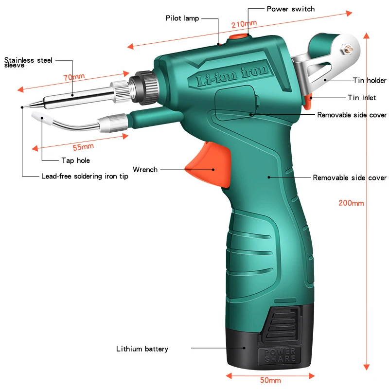 80W lithium battery soldering gun low voltage wireless charging handheld soldering gun electronic repair iron