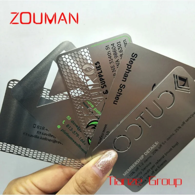 Custom , Custoized Personal Logo Durable Stainls Steel Credit Card Size etal Busins Card