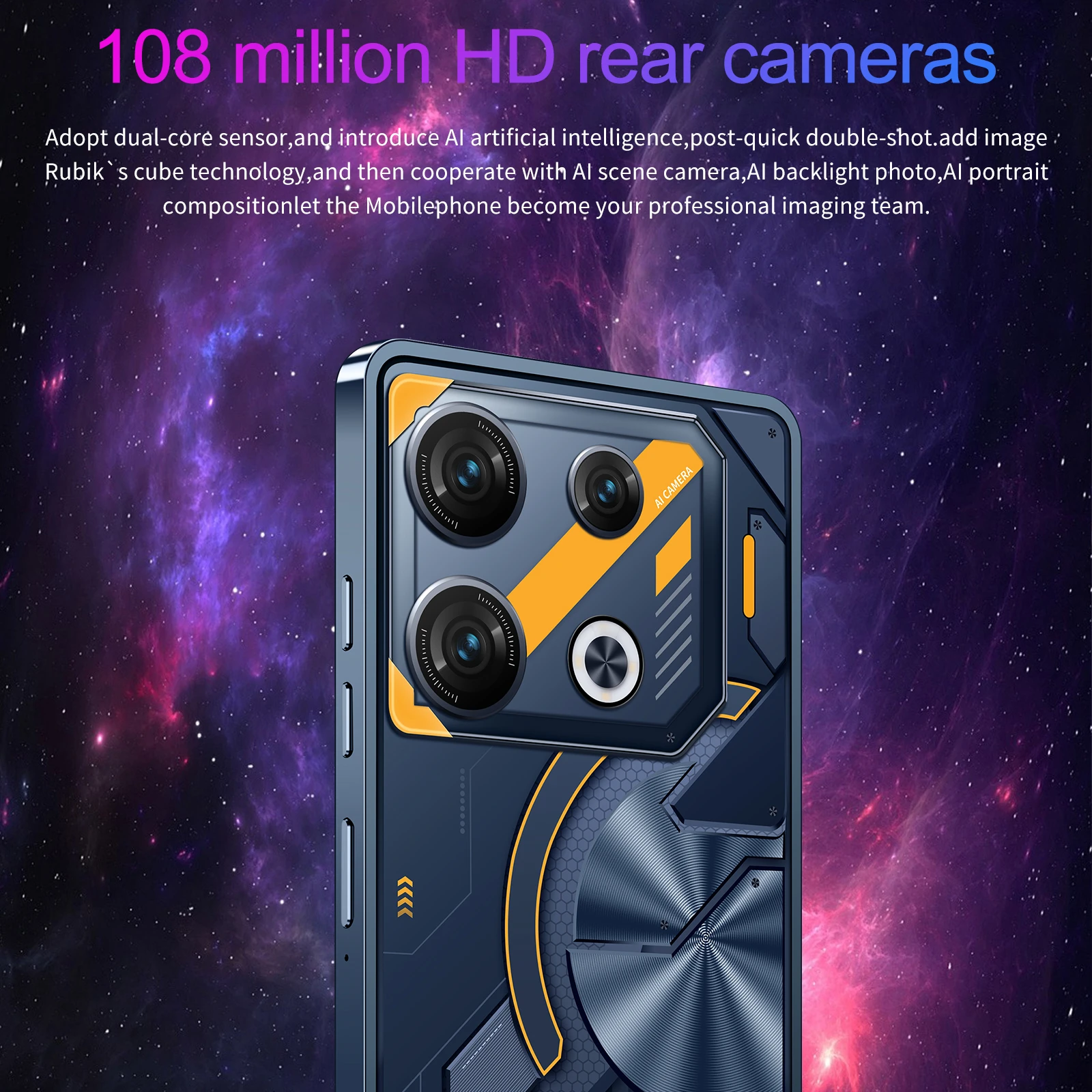 포보 7 프로 스마트폰 7.3 HD 스크린, 안드로이드 13, 듀얼 SIM, 페이스 언락 휴대폰, 16G + 1T, 7150Mah, 108MP, OTG, 5G 
