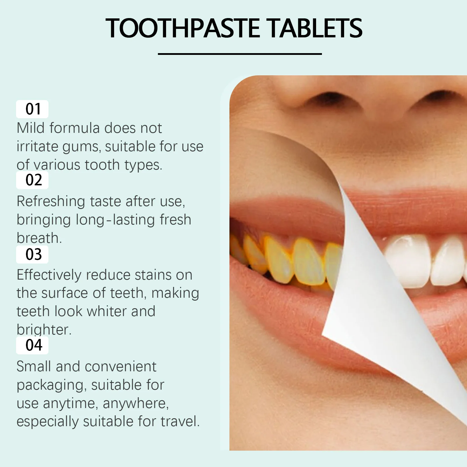 62 Tablets Mint Flavors Toothpaste Tablets Improve Bad Breath Remove Smoke Stains Fresh Oral Hygiene Solid Toothpaste Tablet