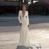 Furtanseo 2023 New Bridal Gowns Robes De Mariée Long Sleeves Modern Wedding  Zipper Back  Mermaid  Dresses 1